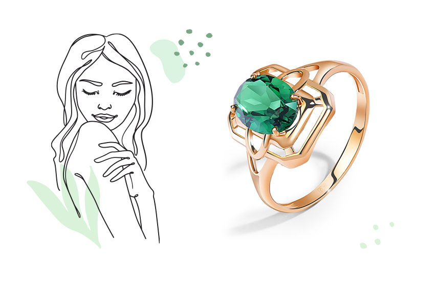 кольцо, крупный камень, изумруд, ювелирные тренды, советы стилиста, 585 золотой