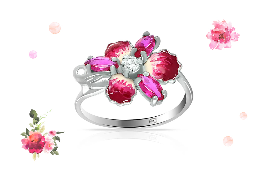 кольцо, букет цветов, флора, советы стилиста, лето, 585 золотой