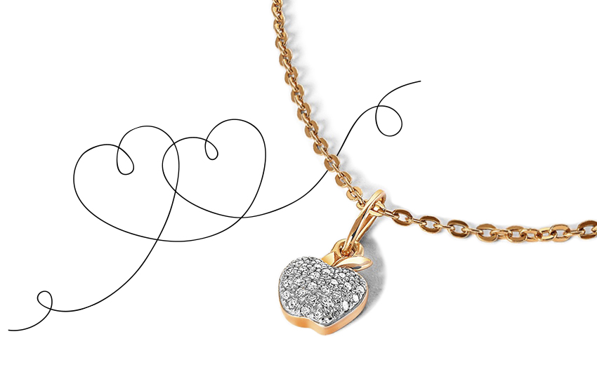 яблоко, подвеска, символ, любовь, интересное, 585 золотой