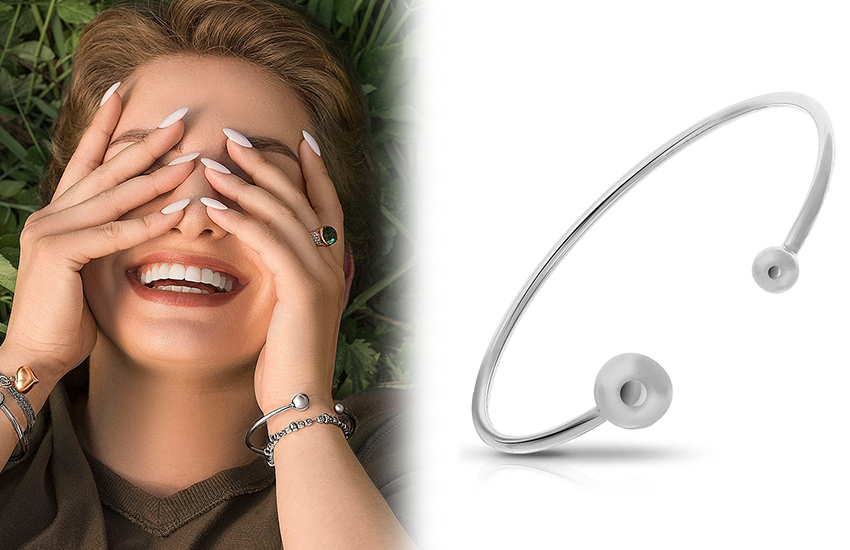 браслет-бэнгл, сферические украшения, круглые украшения, ювелирный тренд, 585 золотой