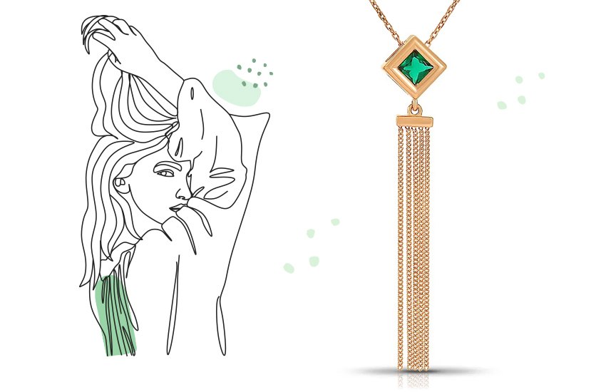 подвеска, изумруд, ювелирные тренды, советы стилиста, 585 золотой