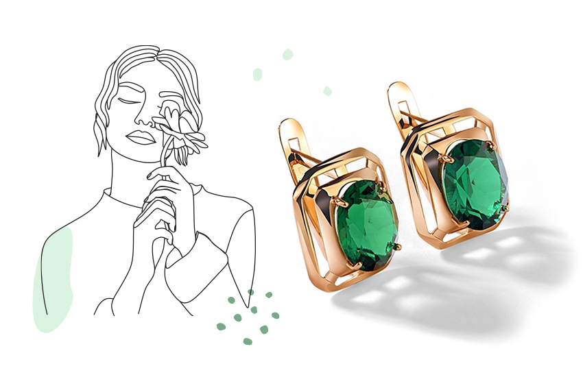 серьги, изумруд, ювелирные тренды, советы стилиста, 585 золотой