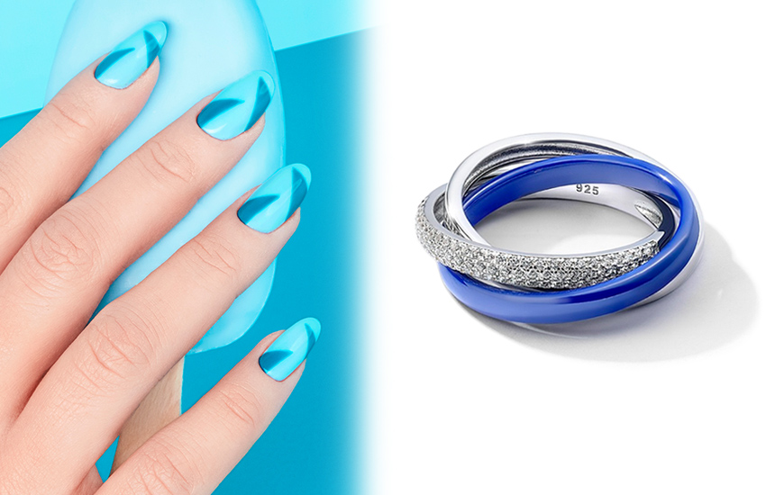 игра оттенков, геометрия, маникюр, тренды, лето, идеи, кольцо