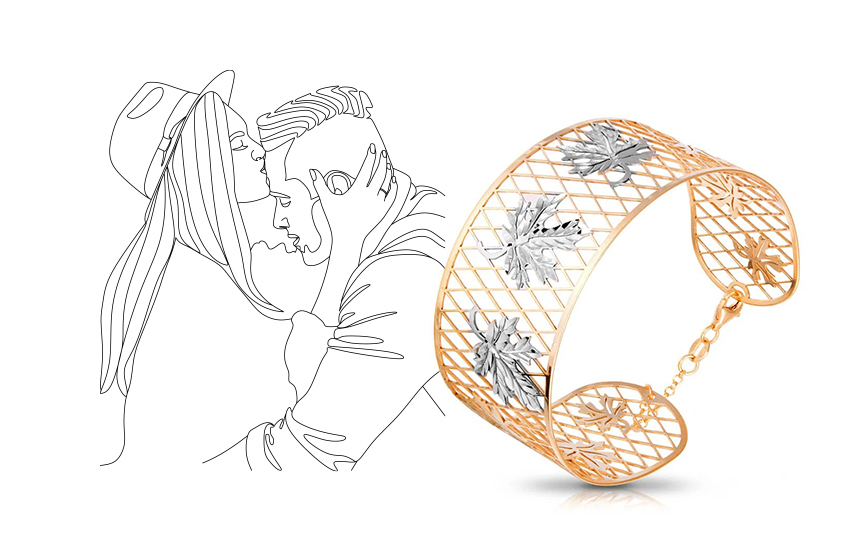 кленовый лист, браслет, символ, любовь, интересное, 585 золотой