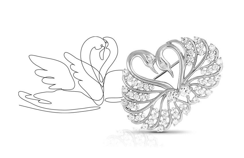 пара лебедей, брошь, символ, любовь, интересное, 585 золотой