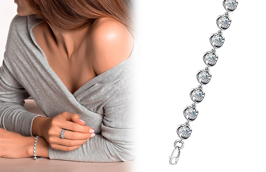 теннисный браслет, история украшений, интересное, как носить, 585 золотой