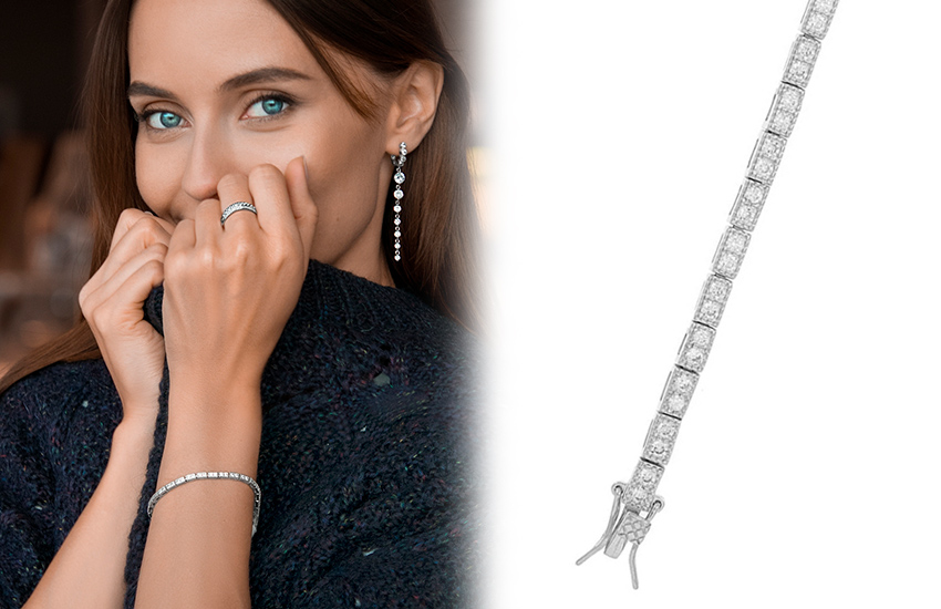 теннисный браслет, история украшений, интересное, как носить, 585 золотой