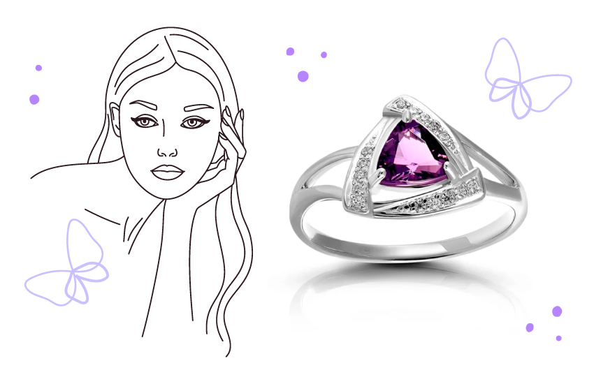 кольцо, серебро, аметист, советы, стиль, образ, 585 золотой