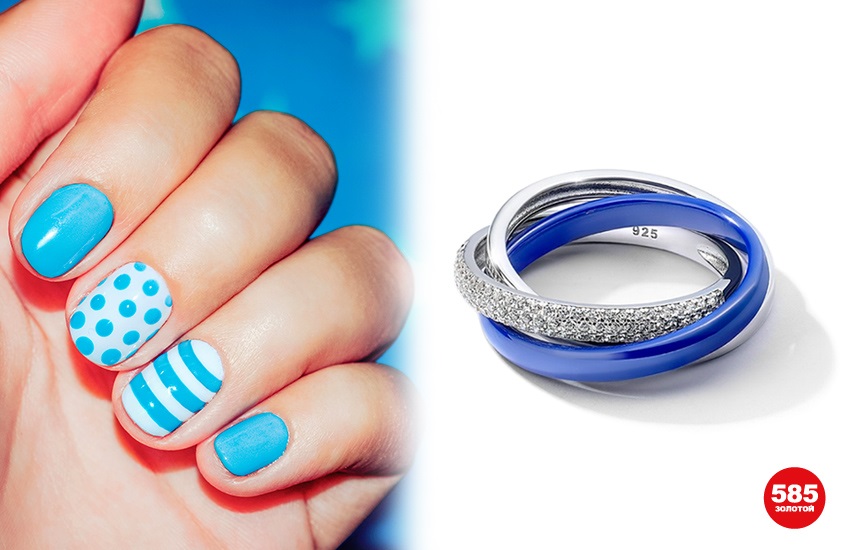 морское настроение, идеи, короткие ногти, маникюр, советы, кольцо, 585 золотой