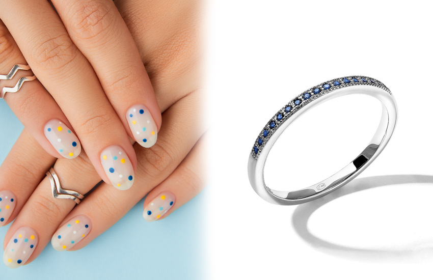 горошек, маникюр, тренды маникюра, япония, минимализм, кольцо