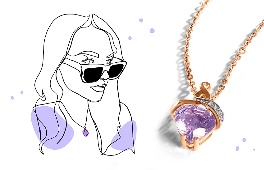 подвеска-капелька, аметист, советы, стиль, образ, 585 золотой