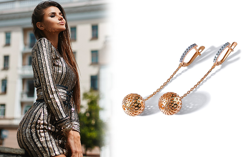 металлизированная ткань, тренды, 60-е, мода, стиль, серьги