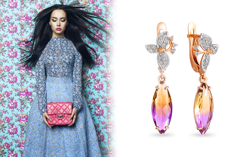 флоральный принт, несколько принтов, сочетания, как носить, советы стилиста, серьги