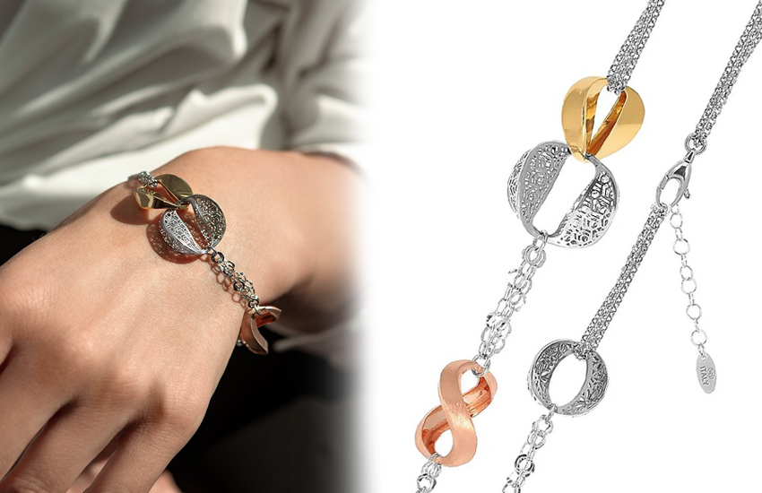 биколорные украшения, mix and match, ювелирные тренды, советы стилиста, мода, браслет