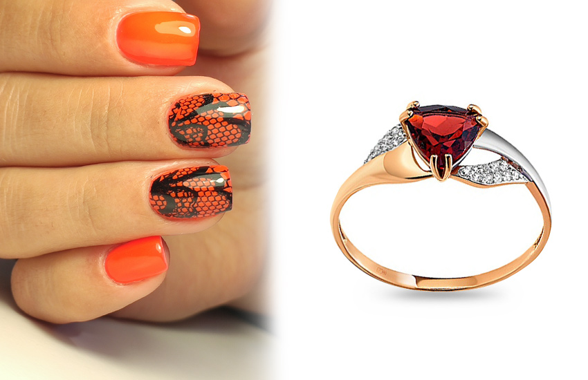 черное кружево, маникюр, тренды, осень, 2021, советы, кольцо, 585 золотой