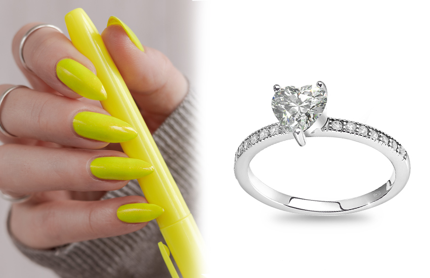 неон, маникюр, тренды, осень, 2021, советы, кольцо, 585 золотой