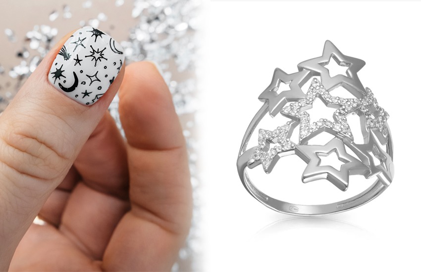 черное, белое, звезда, тренд маникюра, нейл-дизайн, советы, кольцо