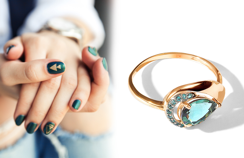 блестящая геометрия, маникюр, тренды, осень, 2021, советы, кольцо, 585 золотой