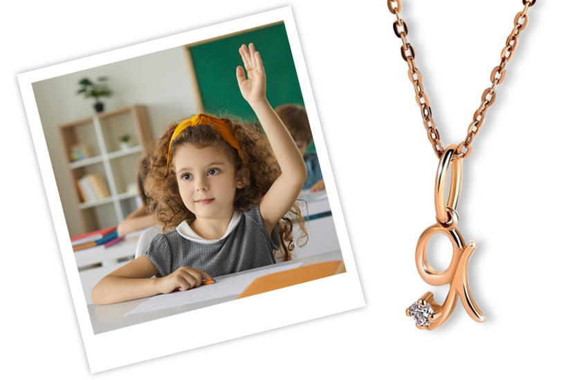 подвеска-буква, детские украшения, 1 сентября, школа, советы, 585 золотой, 585_kids