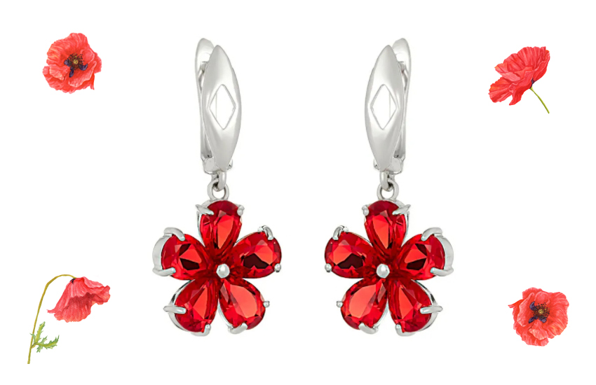 флористические мотивы, серьги, летние украшения, ювелирные тренды, осень 2021, советы стилиста, 585 золотой