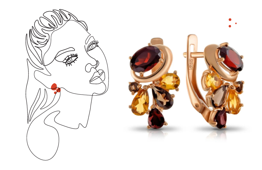 серьги, гранат, украшения, на каждый день, как носить, советы, 585 золотой