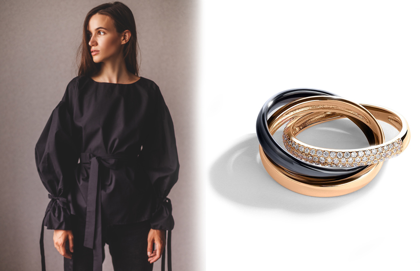 сложный крой, total-black, черный цвет, советы стилиста, одежда, подборка, кольцо