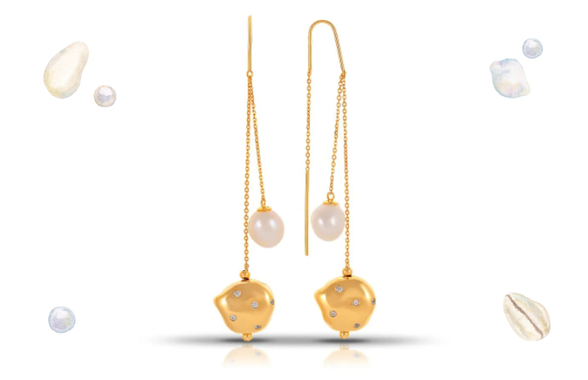 жемчуг, серьги, летние украшения, ювелирные тренды, осень 2021, советы стилиста, 585 золотой