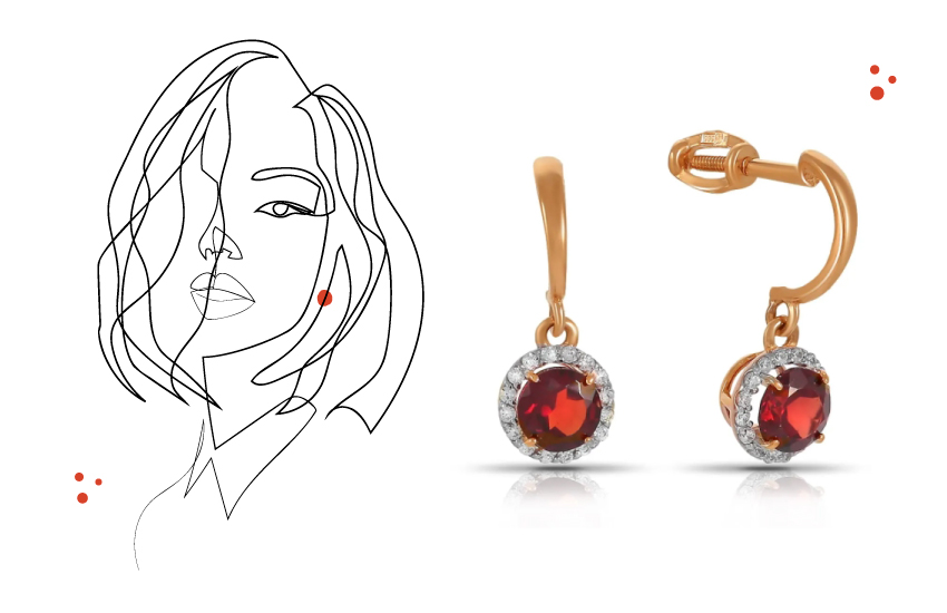 серьги, гранат, украшения, на каждый день, как носить, советы, 585 золотой