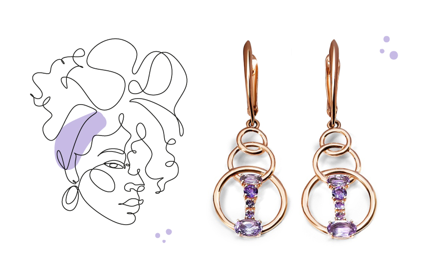 аметист, для гармонии, камни-талисманы, весы, для нее, советы астролога, серьги