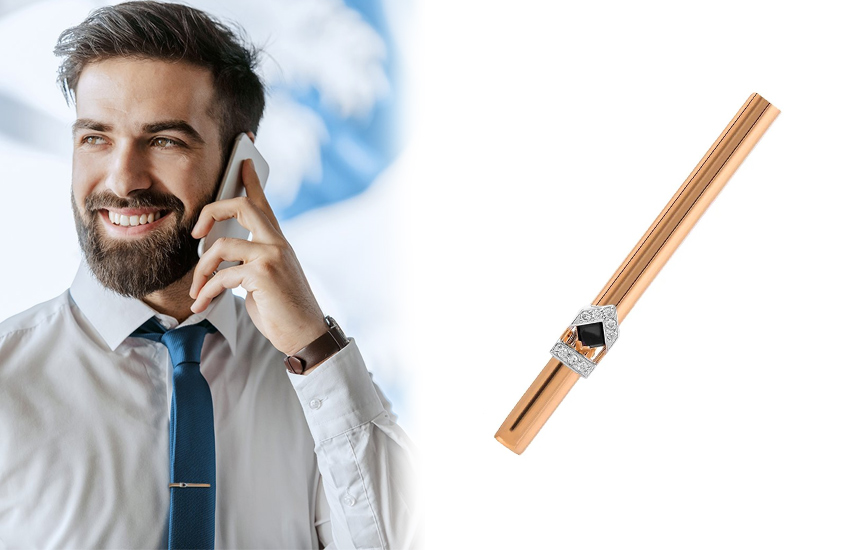 зажим для галстука, аксессуары для мужчин, мужские украшения, casual, образ, советы, 585 золотой