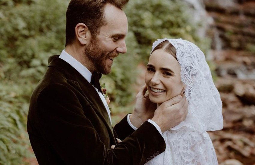 лили коллинз свадьба платье ральф лорен