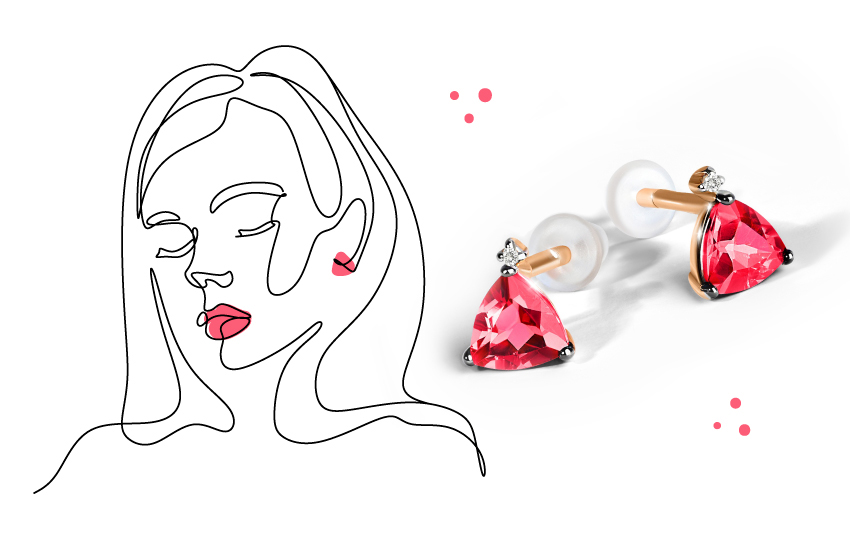 рубин, пусеты, образ, каждый день, советы, 585 золотой