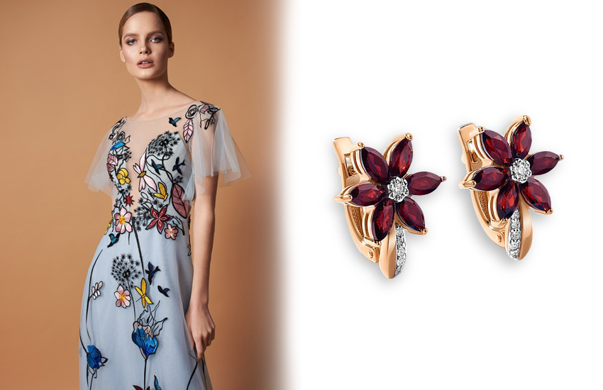 цветочные мотивы, серьги, украшения невесты, свадебные украшения, свадебные аксессуары, свадебные тренды, 2022, 585 золотой