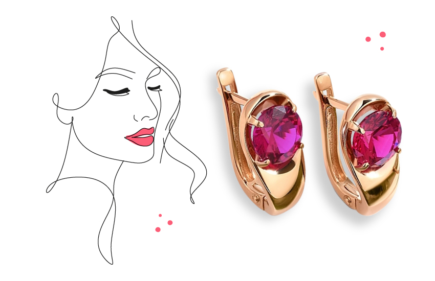 рубин, серьги, английский замок, образ, каждый день, советы, 585 золотой