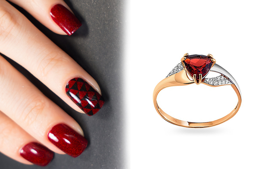 омбре, градиент, маникюр, цвет, вино, нейл-арт, нейл-дизайн, 585 золотой, кольцо