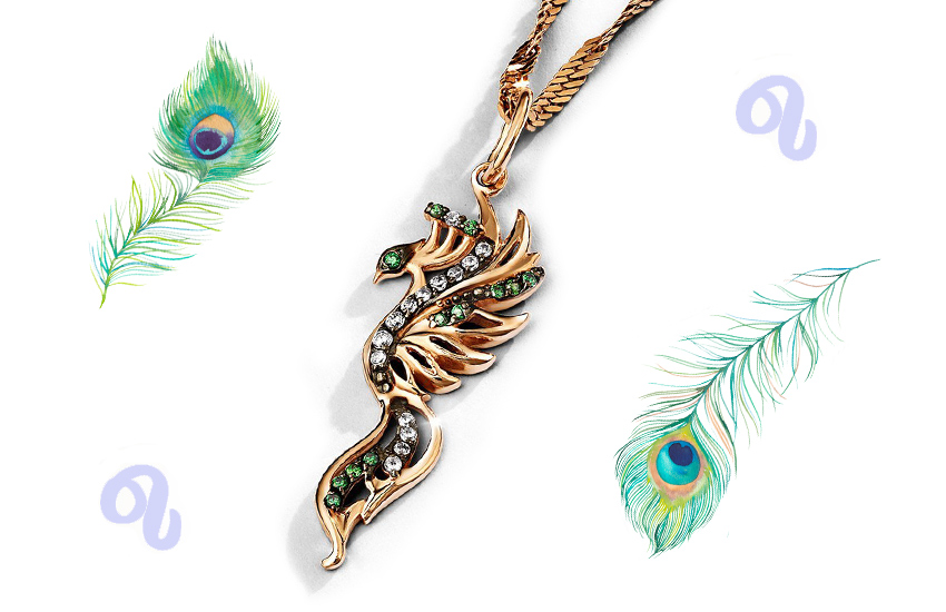  лев, птица, астрология, гороскоп, оберег, подвеска, 585 золотой