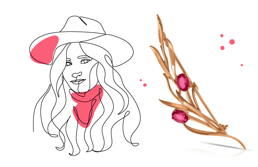 рубин, брошь, образ, каждый день, советы, 585 золотой