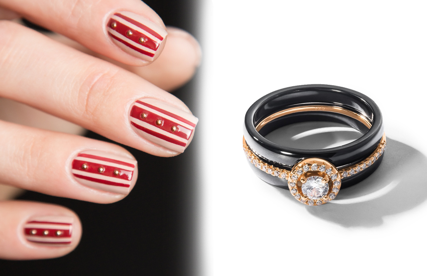 красный, золотой, нюд, оттенки, идеи, маникюр, нейл-арт, нейл-дизайн, 585 золотой, кольцо
