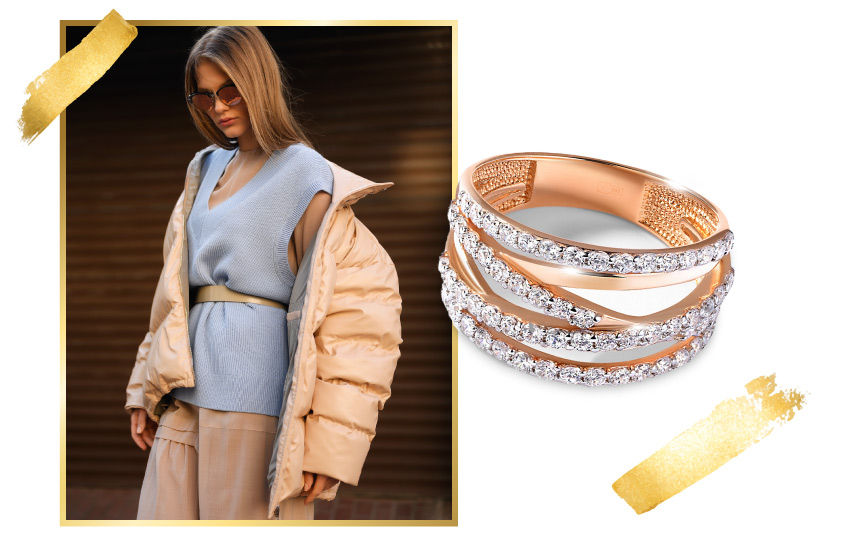 вязаный жилет, зима, тренды, стиль, мода, советы, 585 золотой, кольцо