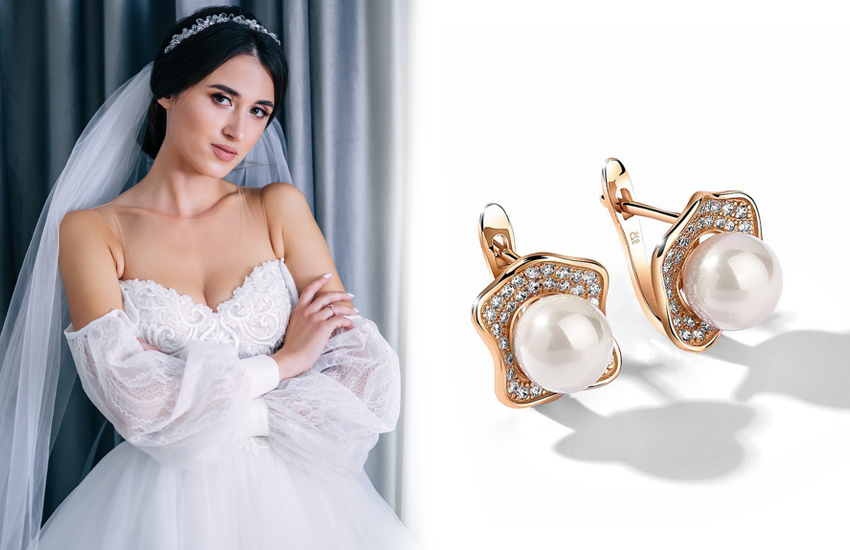 корсет, образ невесты, зимняя свадьба, зима 2021-2022, дайджест, свадебные тренды, 585 золотой, серьги