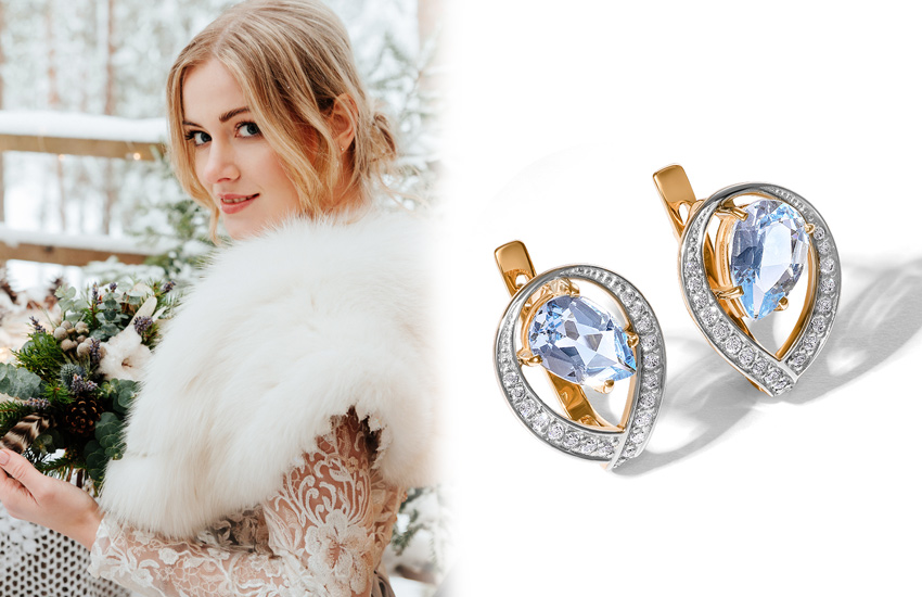 кейп, искусственный мех, образ невесты, зимняя свадьба, зима 2021-2022, дайджест, свадебные тренды, 585 золотой, серьги