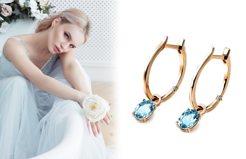 голубые камни, украшения невесты, зимняя свадьба, зима 2021-2022, дайджест, свадебные тренды, 585 золотой, серьги