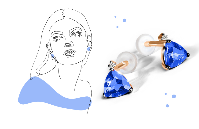 серьги, пусеты, сапфир, украшения, на каждый день, советы, 585 золотой