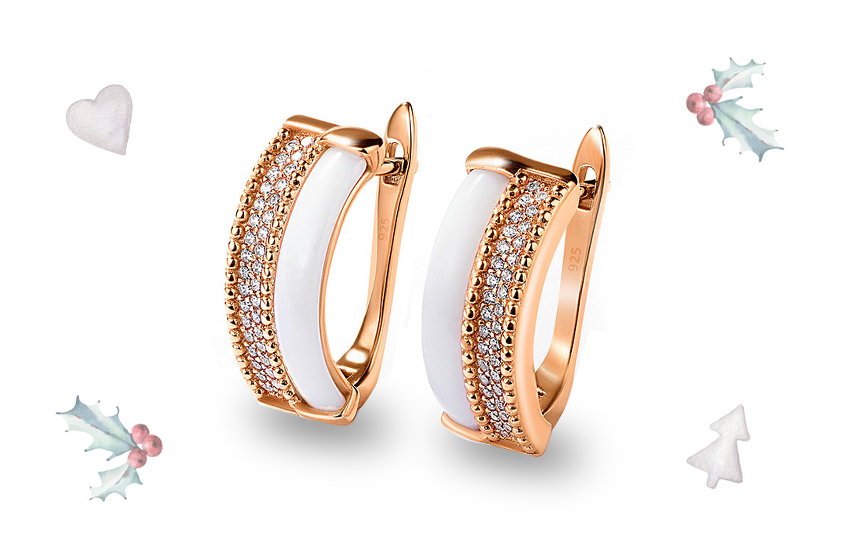 серьги, белая керамика, ювелирные тренды, зима, для нее, советы, 585 золотой