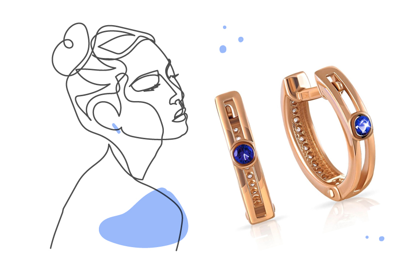 серьги-кольца, сапфир, украшения, на каждый день, советы, 585 золотой
