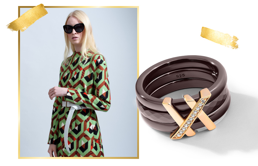 абстракция, принты, тренды, зима 2021-2022, советы стилиста, 585 золотой, кольцо
