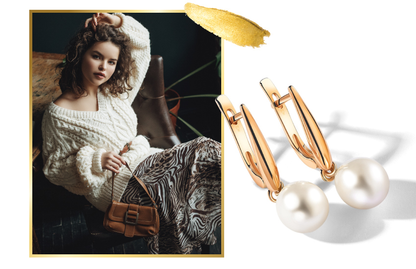 пуловер, трикотаж, история моды, стиль, интересное, как носить, 585 золотой, серьги