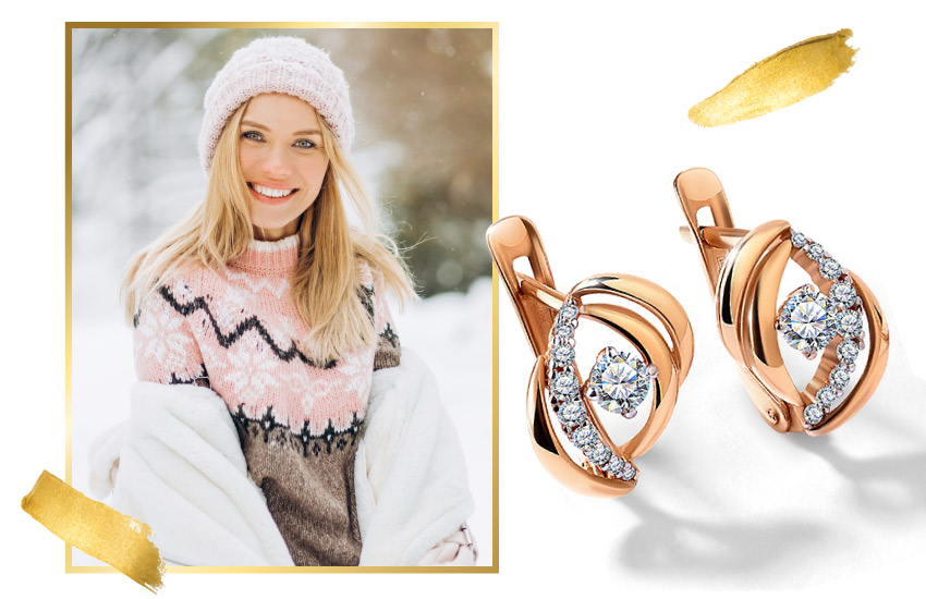 норвежский принт, тренды, зима 2021-2022, советы стилиста, 585 золотой, серьги
