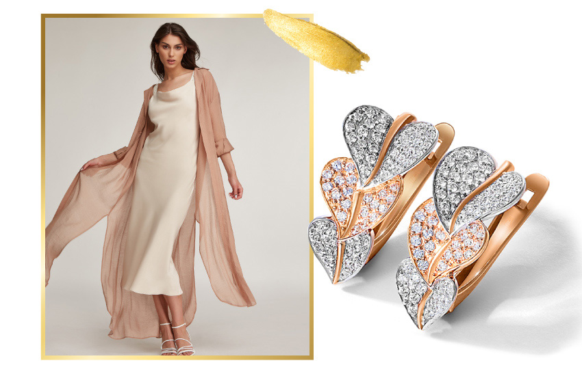 комбинация, одежда-трансформер, гардероб, стиль, тренды, мода, советы, 585 золотой, серьги