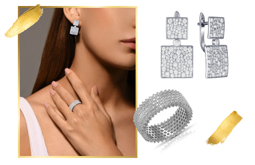серьги, кольцо, прозрачные кристаллы, ювелирные тренды, 2022, подборка, мода, стиль, 585 золотой